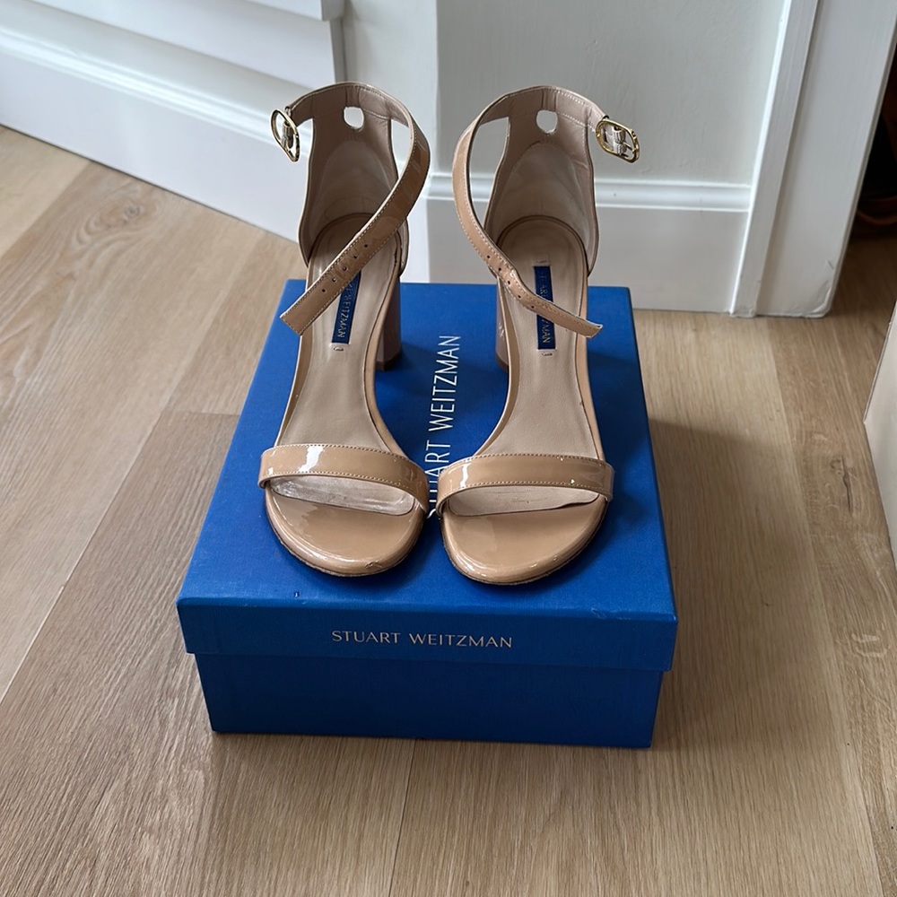 Nude patent leather Stuart Weitzman heels
